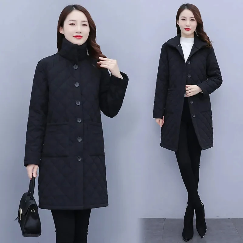 Down Cotton Coat Womens 2022 New Autumn Winter Large Size Lightweight Long Padded Jacket Women Fashion Slim Versatile Parkas