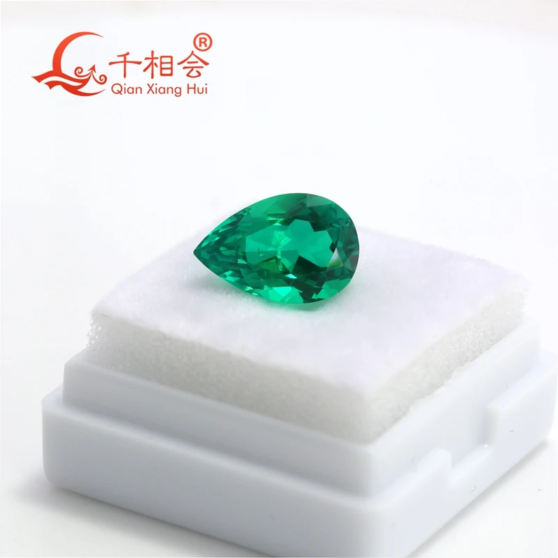 Pear Shape Lab Created Hydrothermal Columbia Emerald /Muzo  Loose Gemstone with Minor Cracks And Inclusions