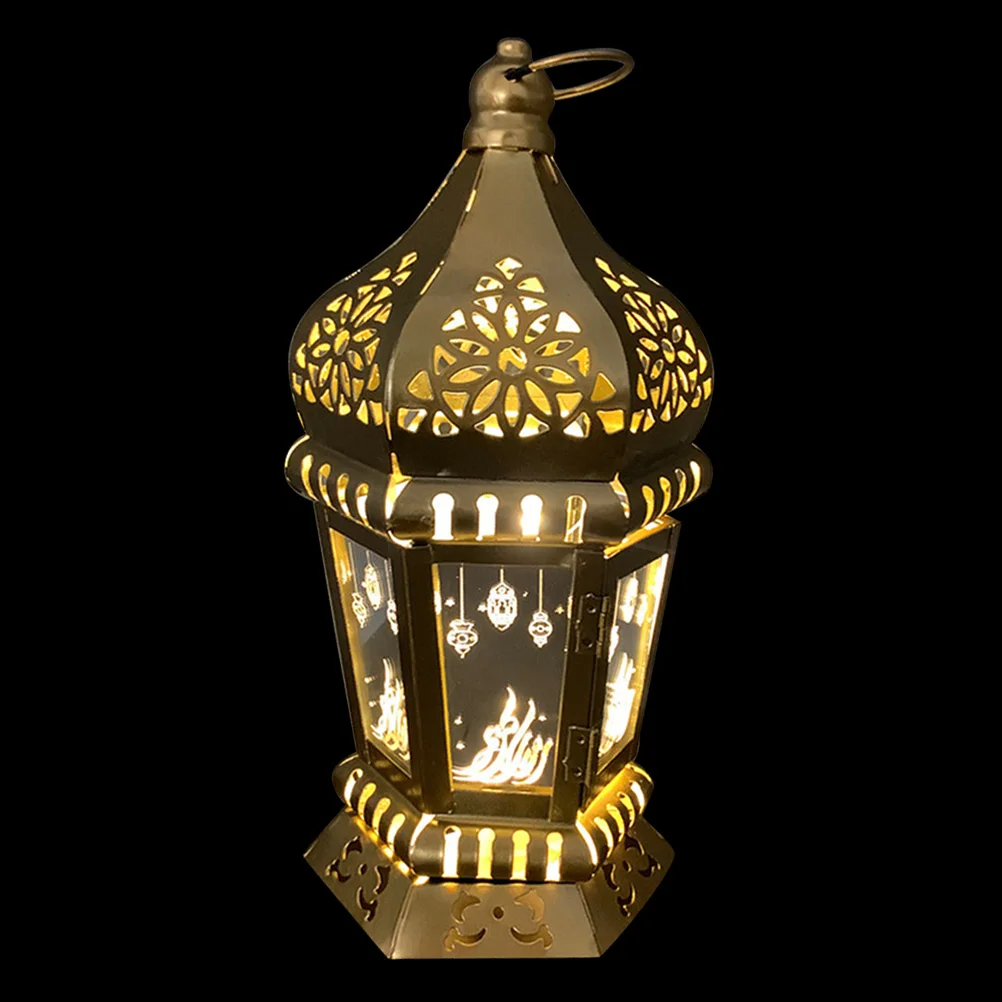 

Ramadan Iron Storm Lamp Portable Hanging Lantern Warm Light Eid Festival Lantern Home Party Props Ramadan Lamp
