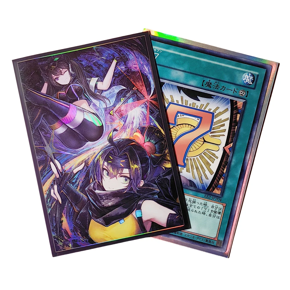 50PCS Yugioh I:P Masquerena Figures Card Sleeves YU-GI-OH! OCG Trading Cards Laser Flash Shine Protector Case