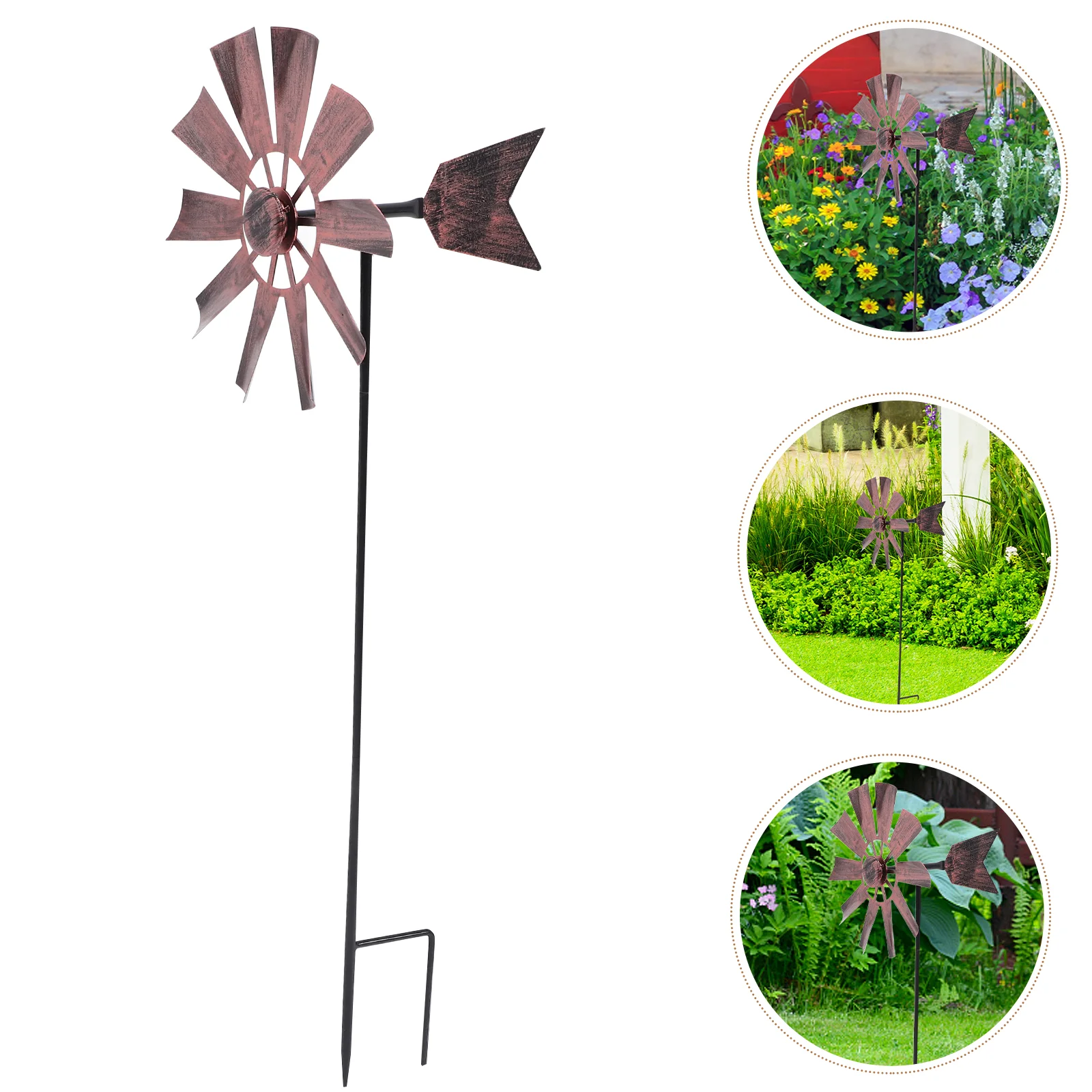 Wrought Iron Metal Windmill Toy Decor Chime Decorative Adornment Wonderful Pinwheels Outdoor Rotatory