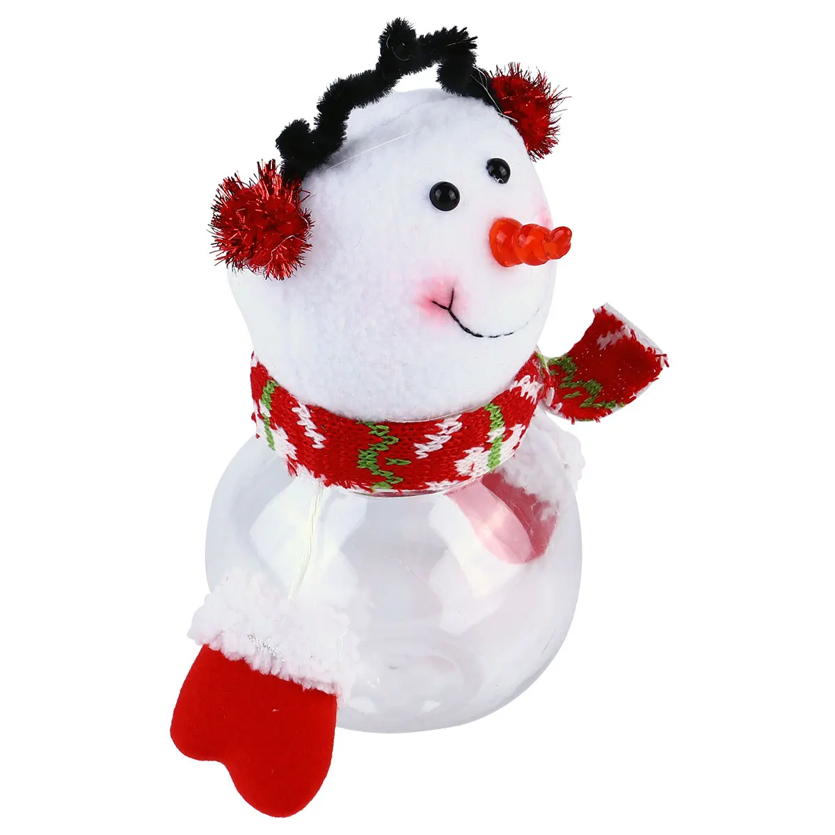 

1pc Snowman Candy Jar Christmas Storage 3D Transparent Plastic Sweets Can Desktop Ornament Xmas Supplies Party Favor Box Home