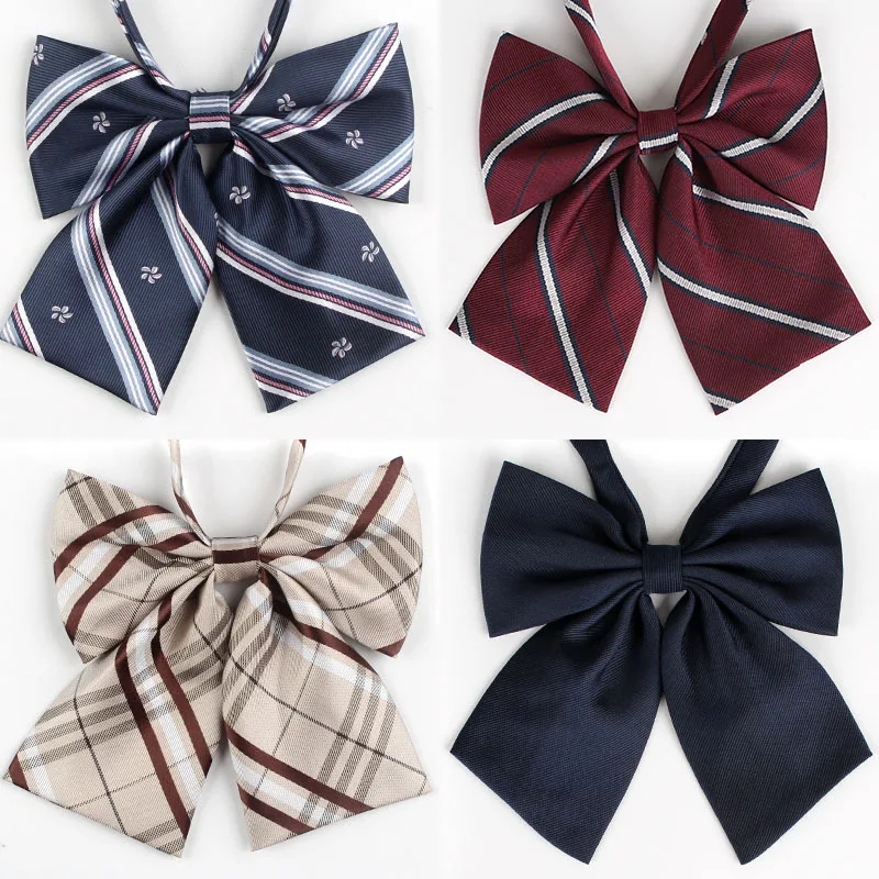 

13*13CM Korean Version Women's Striped Polyester Collar Flower Japanese Style College Bowties for Students Casual Bow Ties