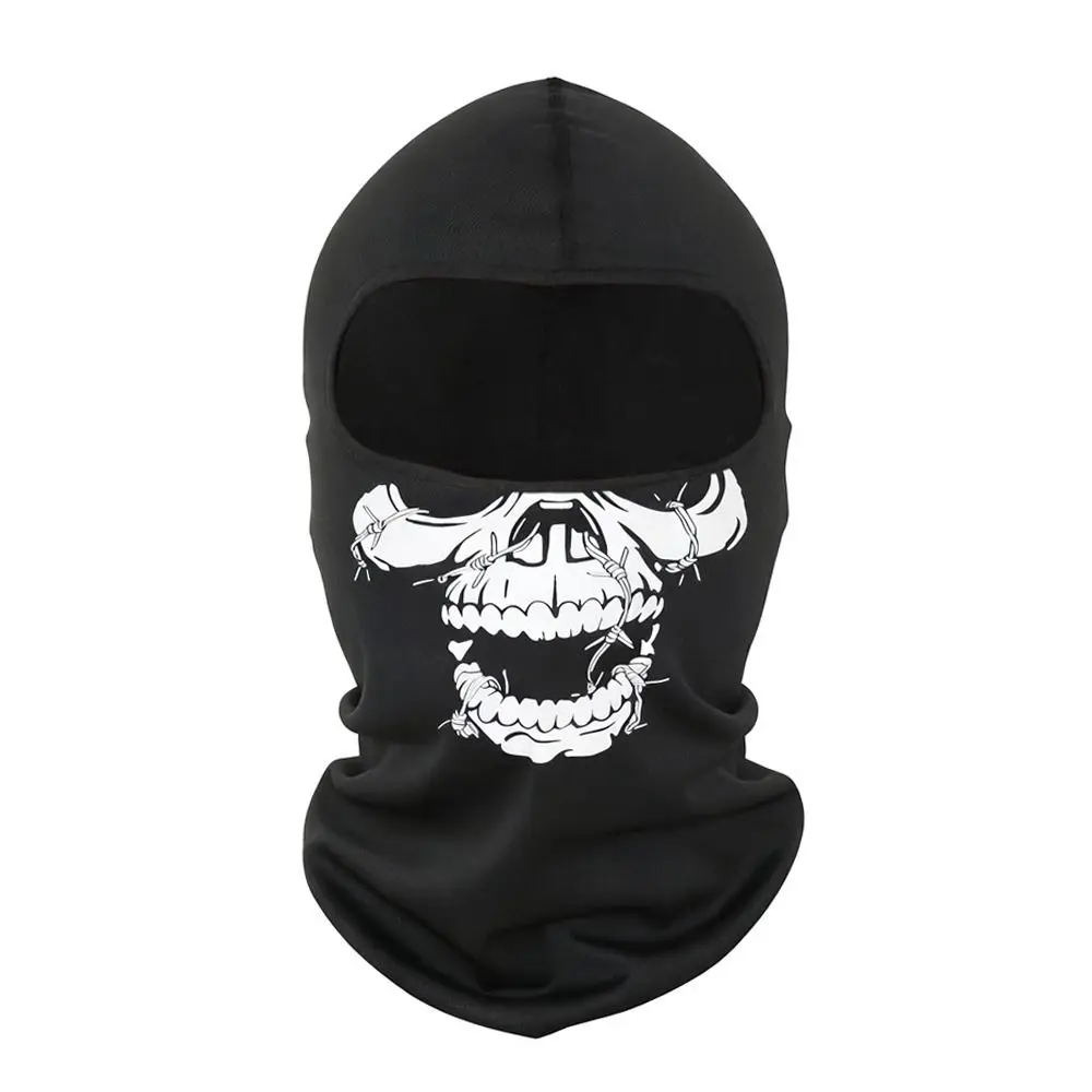 جمجمة طباعة دراجة بالاكلافا يندبروف المضادة للأشعة فوق البنفسجية دراجة نارية قناع الوجه الكامل الرقبة أدفأ كامل الوجه تصميم دراجة خوذة بطانة
