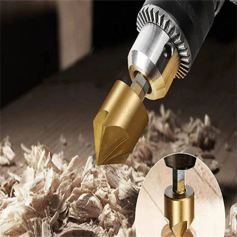 3-point Countersunk Wood Drilling Set, Woodworking Chamfer Drilling Tool Set, High-speed Steel Chamfer Woodworking 23pcs