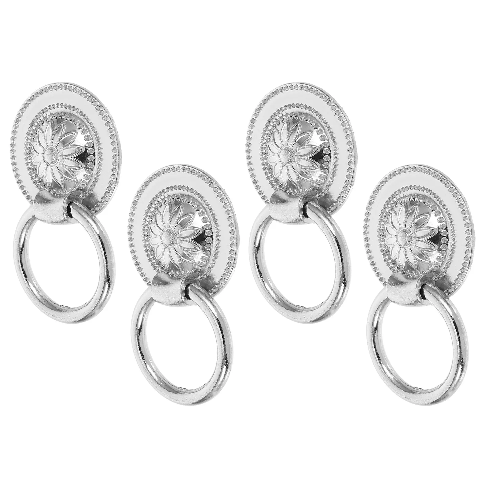 

4 Pcs Handle Decorative Drawer Pulls Dresser Handles Zinc Alloy Vintage Style Silver Cabinet Retro Farmhouse