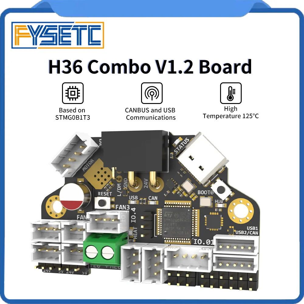 FYSETC H36 Combo High Temperature Resistance Klipper Canbus Tool Board Compatible NEMA14/36mm Motor Onboard TMC2209