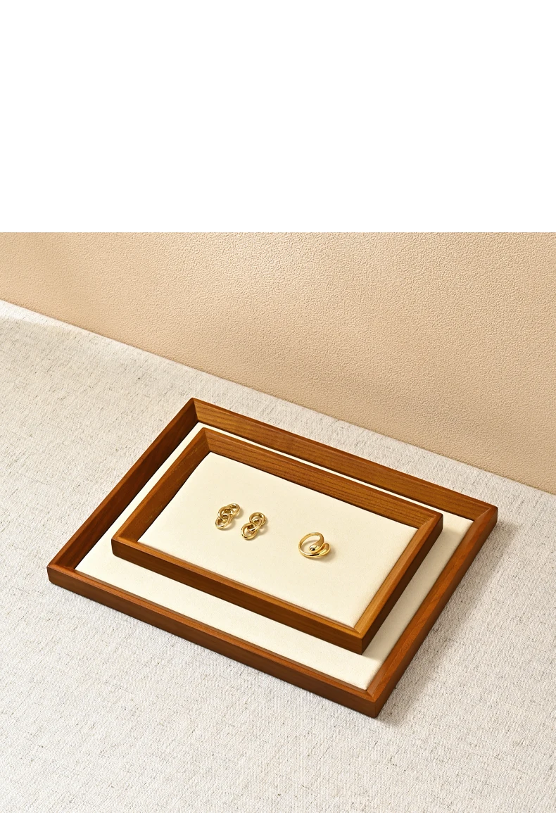Oirlv Retro Solid Wood Jewelry Ring Jewelry Display Organizer Box Tray Holder Earring Jewelry Storage Case Showcase Drawer