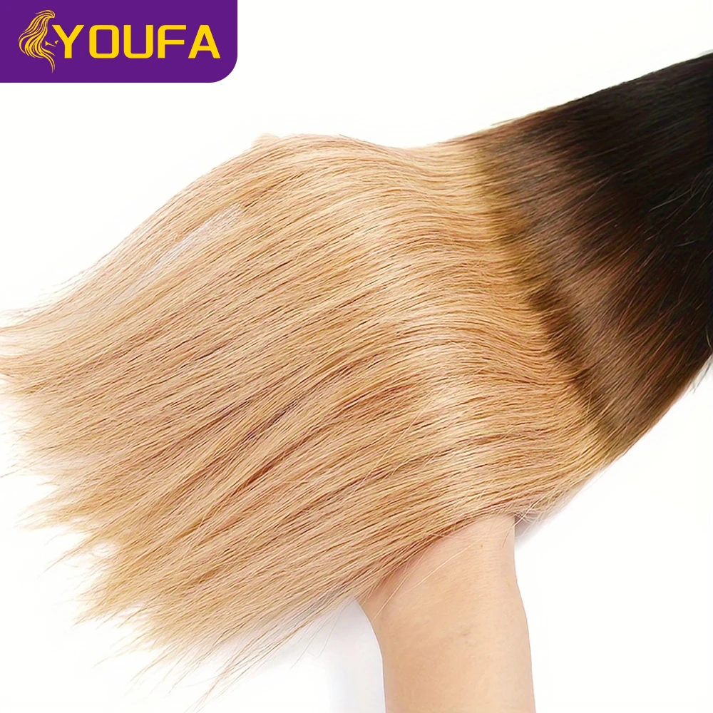 Ombre Blonde Human Hair Weave Bundles 1 Pc Lot 3 Tone 1B/4/27 Bone Straight Brazilian Pre Colored Human Hair Extension For Women