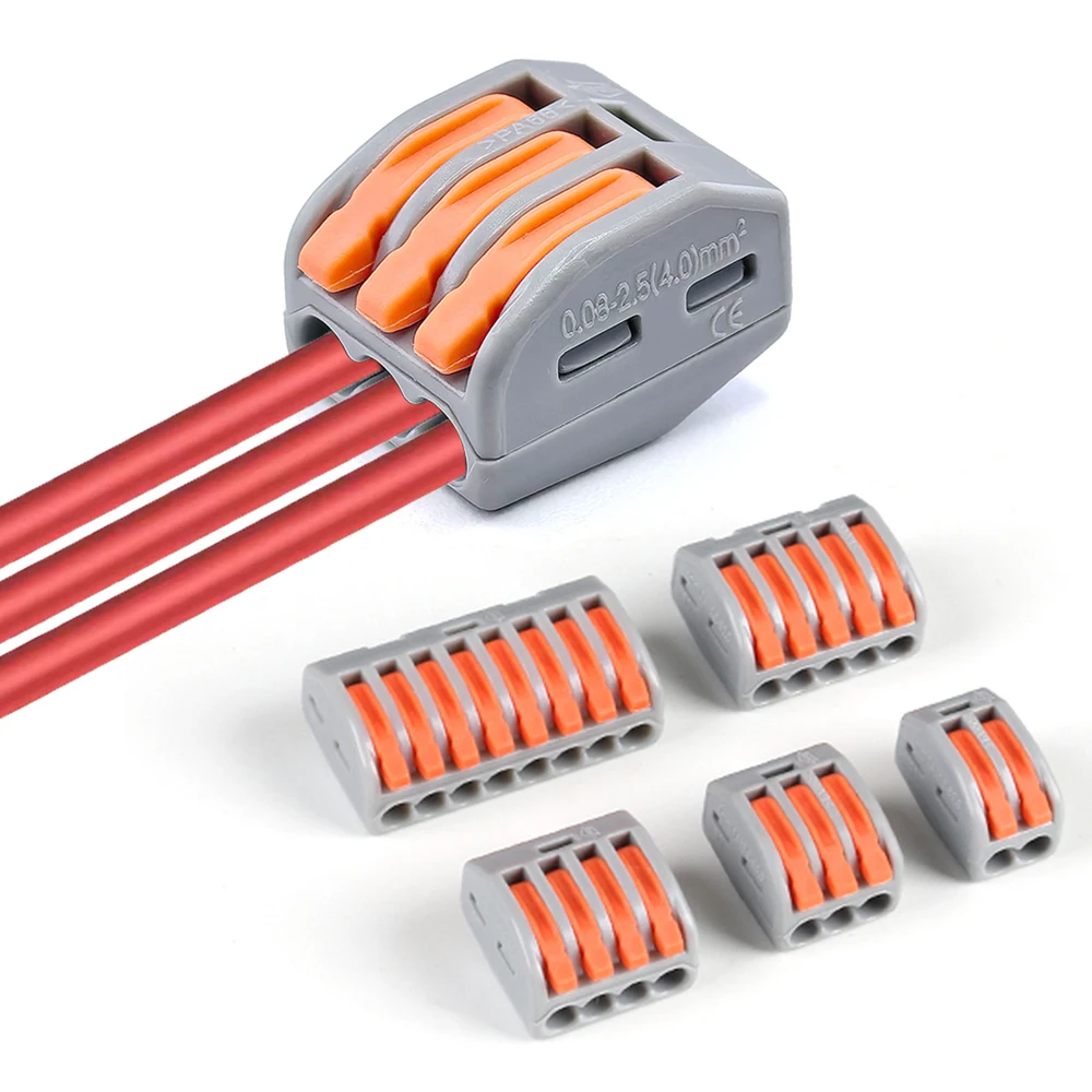 30/100pcs Wire Connector Electric Strip Connectors Mini Cage Spring Universal Compact Quick Wiring Conductors Push-in Terminal