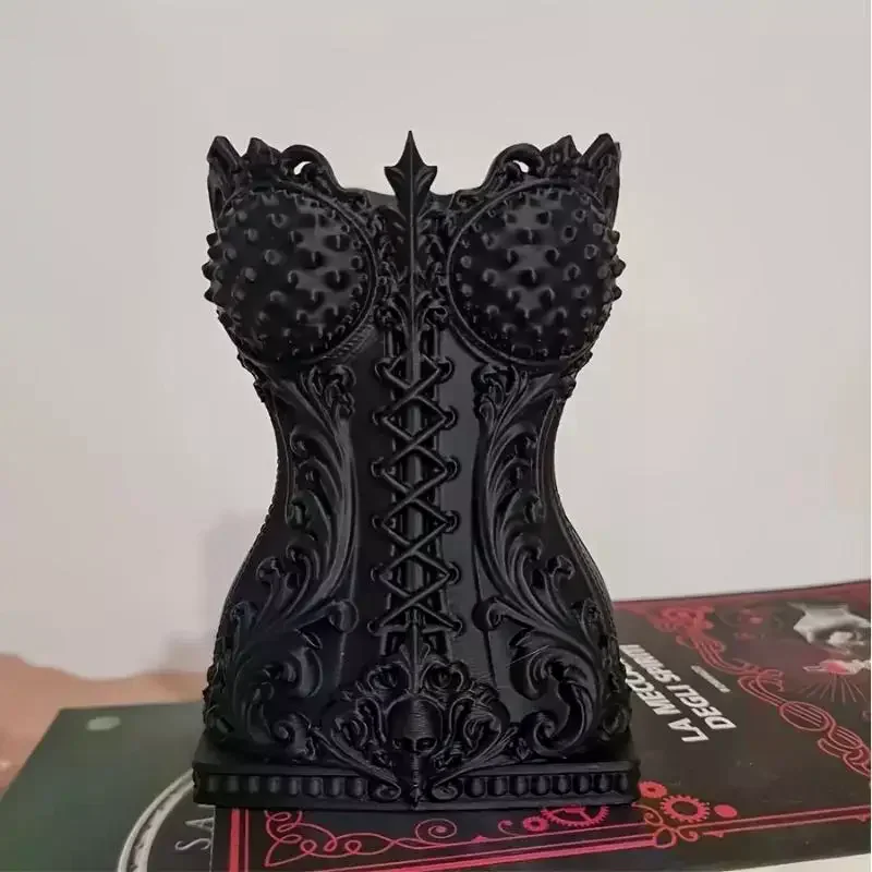 Gothic 3D New Creative High Beauty Waist Cinching Cosmetic Organizer Brush Holder Desktop Pen Holder Storage Home Decor