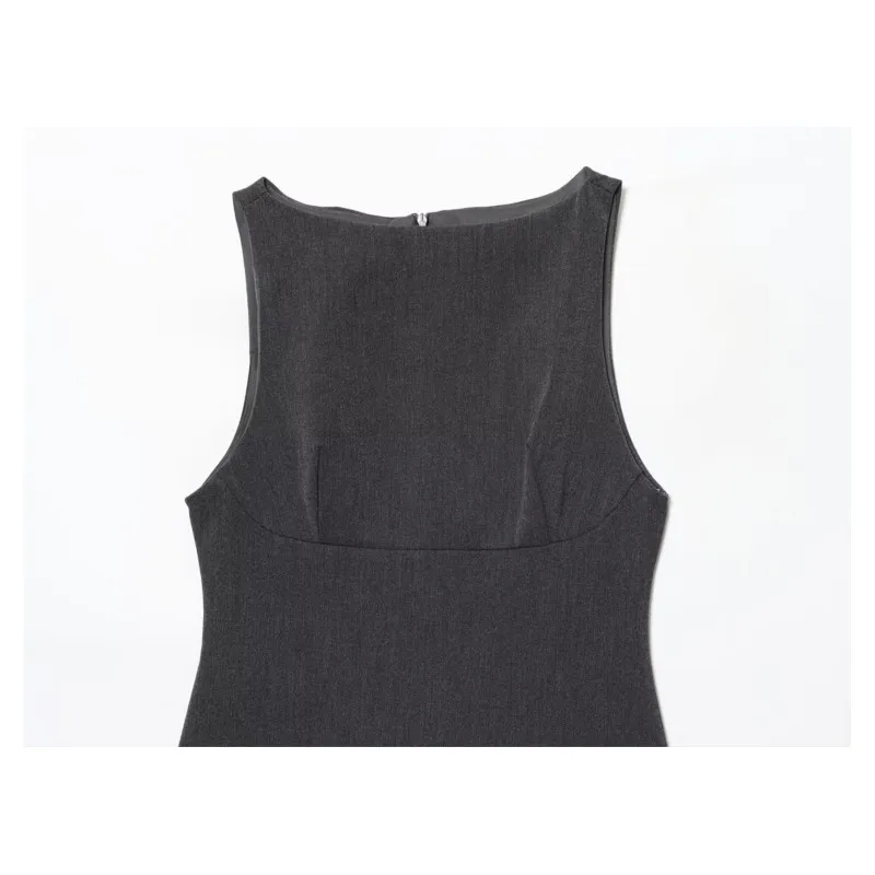 Mulheres sem mangas vestido curto barco pescoço casual requintado elegante inferior cor contrastante em camadas high street mini vestidos