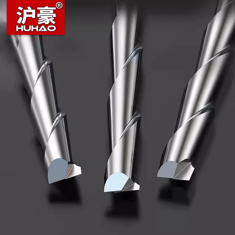 HUHAO 2 Flute End Mill Wood Cutter 3.175 mm Shank Carbide cnc Router Bits Engraving Bit Sprial Milling Cutter Woodworking Tools