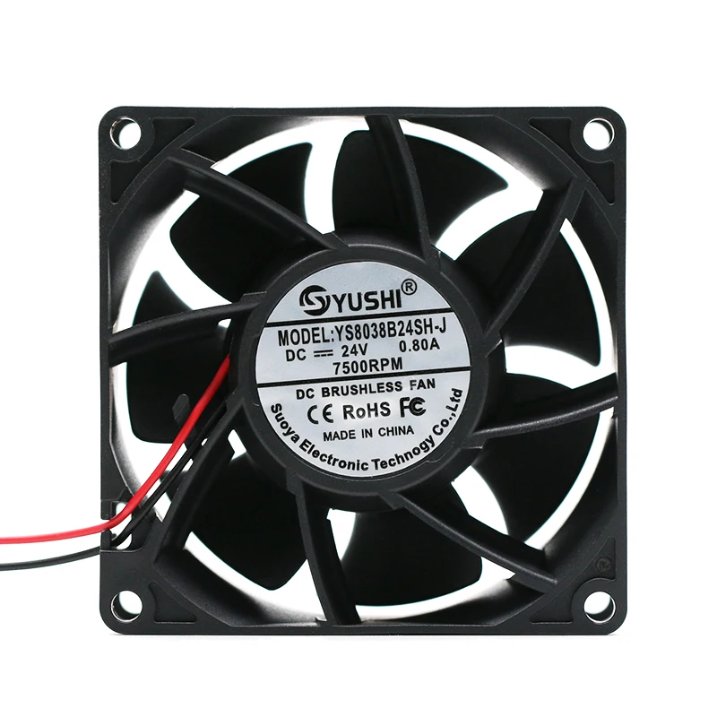 Ventola di raffreddamento industriale per server inverter violento da 80 mm CC 24 V 80x80x38 mm