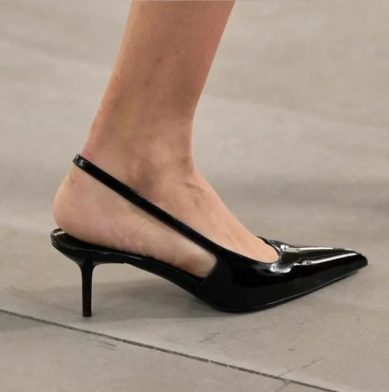 مثير التمساح براءات الاختراع والجلود امرأة مضخات 10/8/5 سنتيمتر الخنجر الكعوب أشار تو امرأة الظهر أحذية خفيفة الصنادل مأدبة الأحذية #3