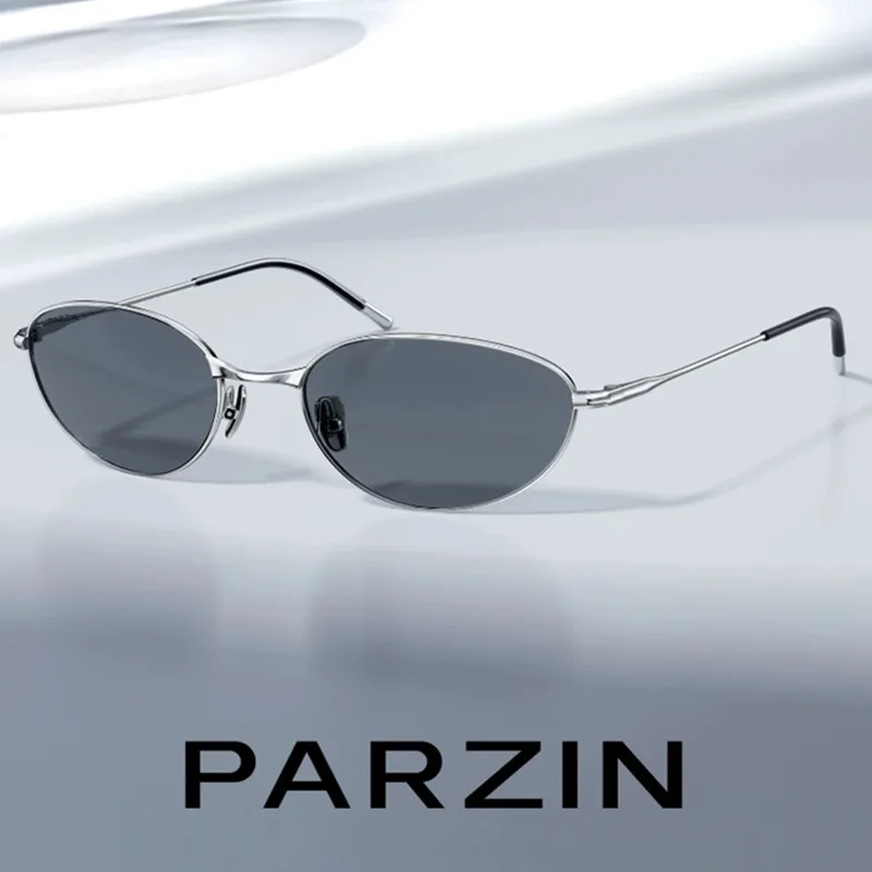 

PARZIN Titanium Alloy Cat-Eye Sunglasses for Women Vintage Sun Glasses Men Retro Eyewear UV Protection 16007