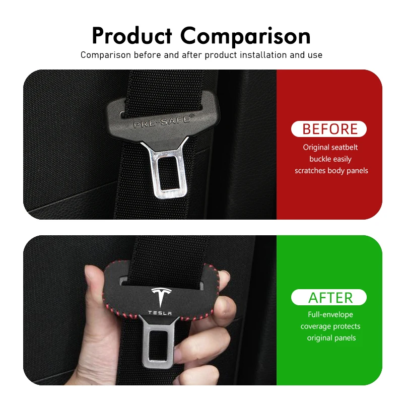 Car Seat Belt Buckle Clip Protector Suede Anti-Scratch Cover For Tesla Model 3 Y S X Roadster