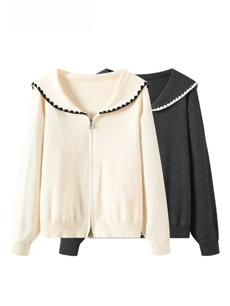 

CaraCLUB plus Size Knitted Long Sve Navy Collar Women's Winter Faionable Slimming Top Versatile plus Size Inner Wear