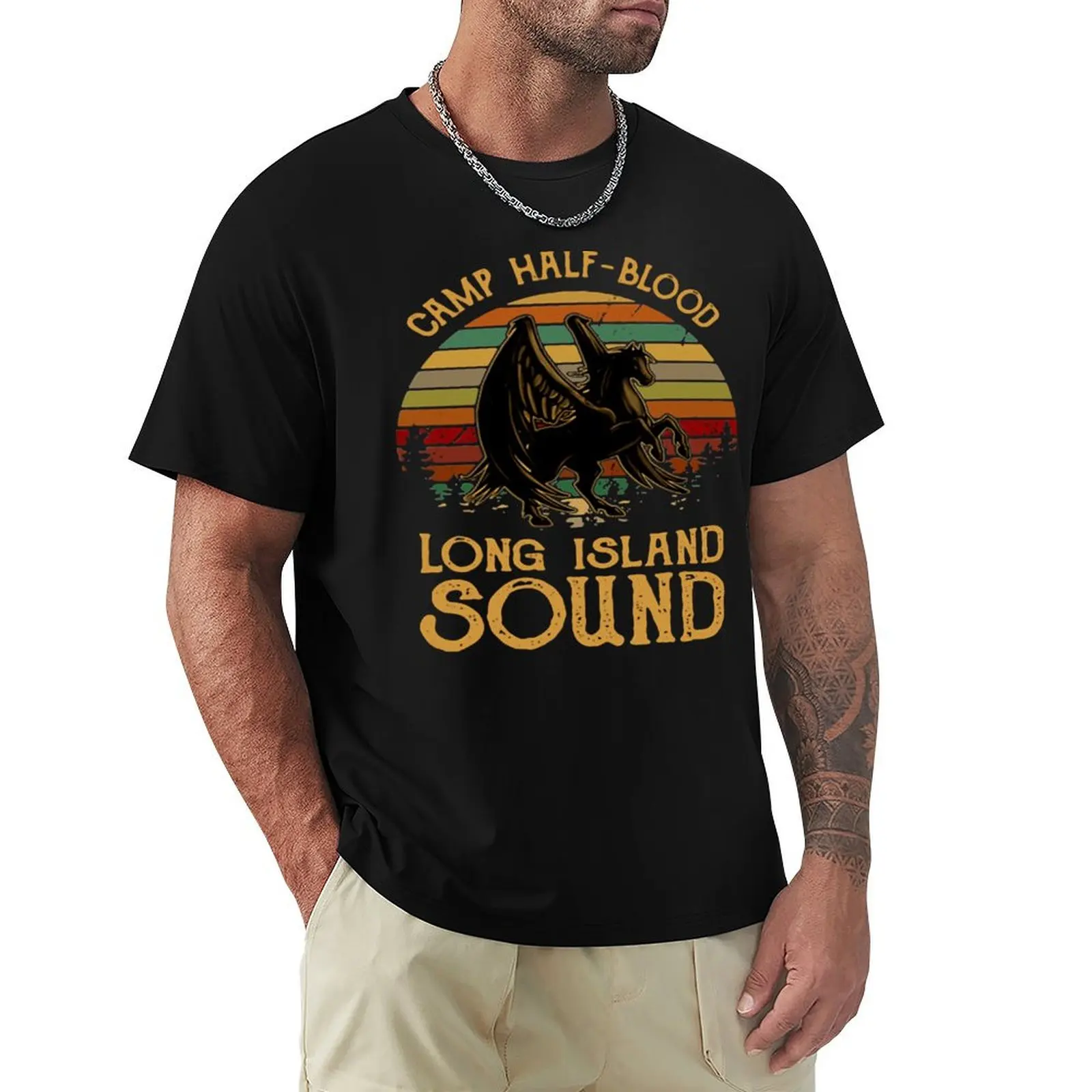 Vintage Percy Jackson Camp Half Blood Long Island Sound Sunset T-Shirt Soft Cotton Print T-Shirt