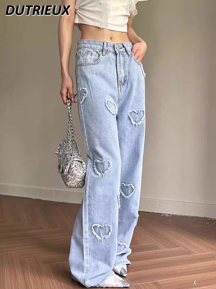 Spring Autumn Women\'s Trousers 2024 New Loose Casual High Waist Denim Jeans Female All-Matching Straight Trousers for Lady