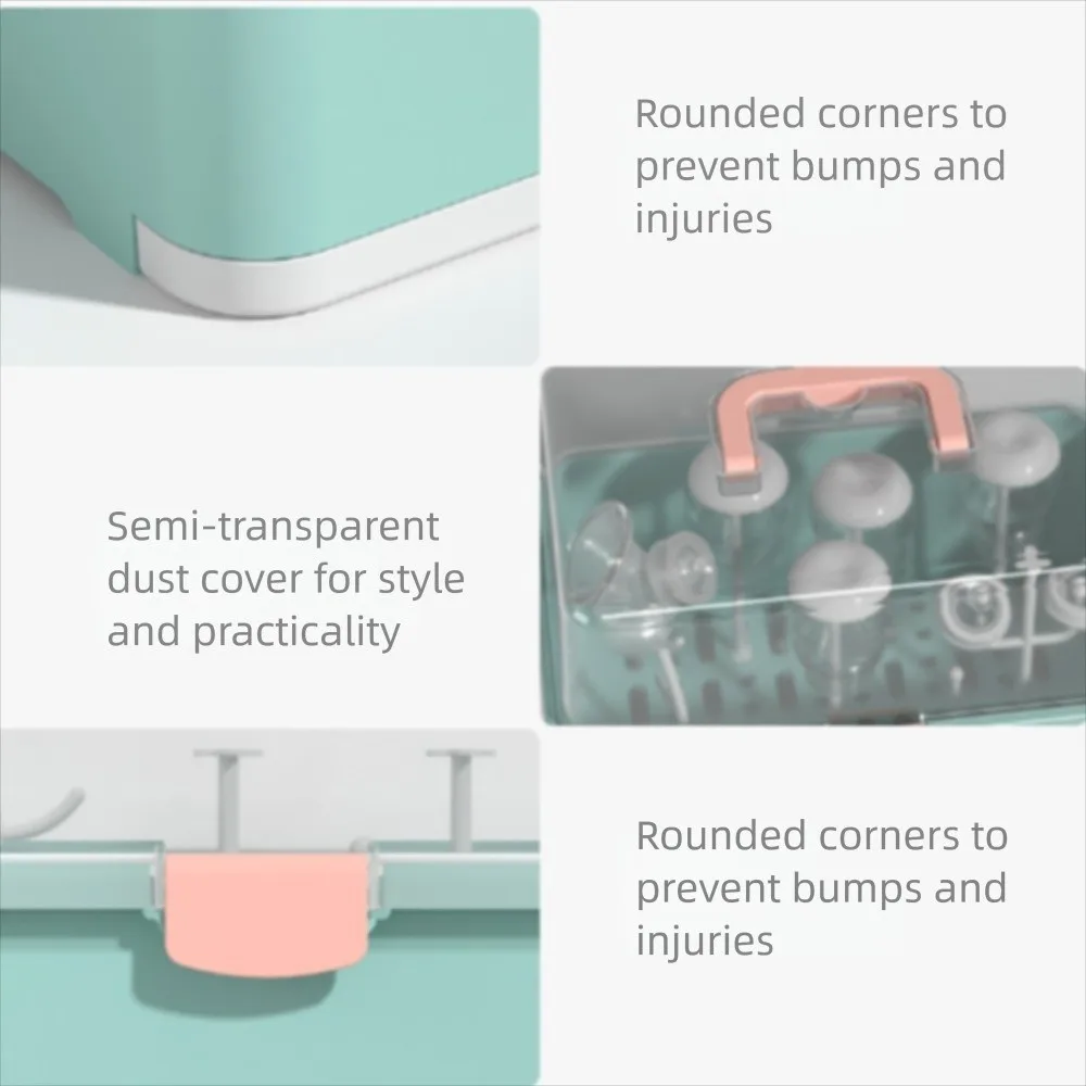 حامل زجاجات الأطفال ذو سعة كبيرة، محمول مع غطاء غطاء، رف تجفيف زجاجات الرضاعة، مجفف حلمة مضاد للغبار