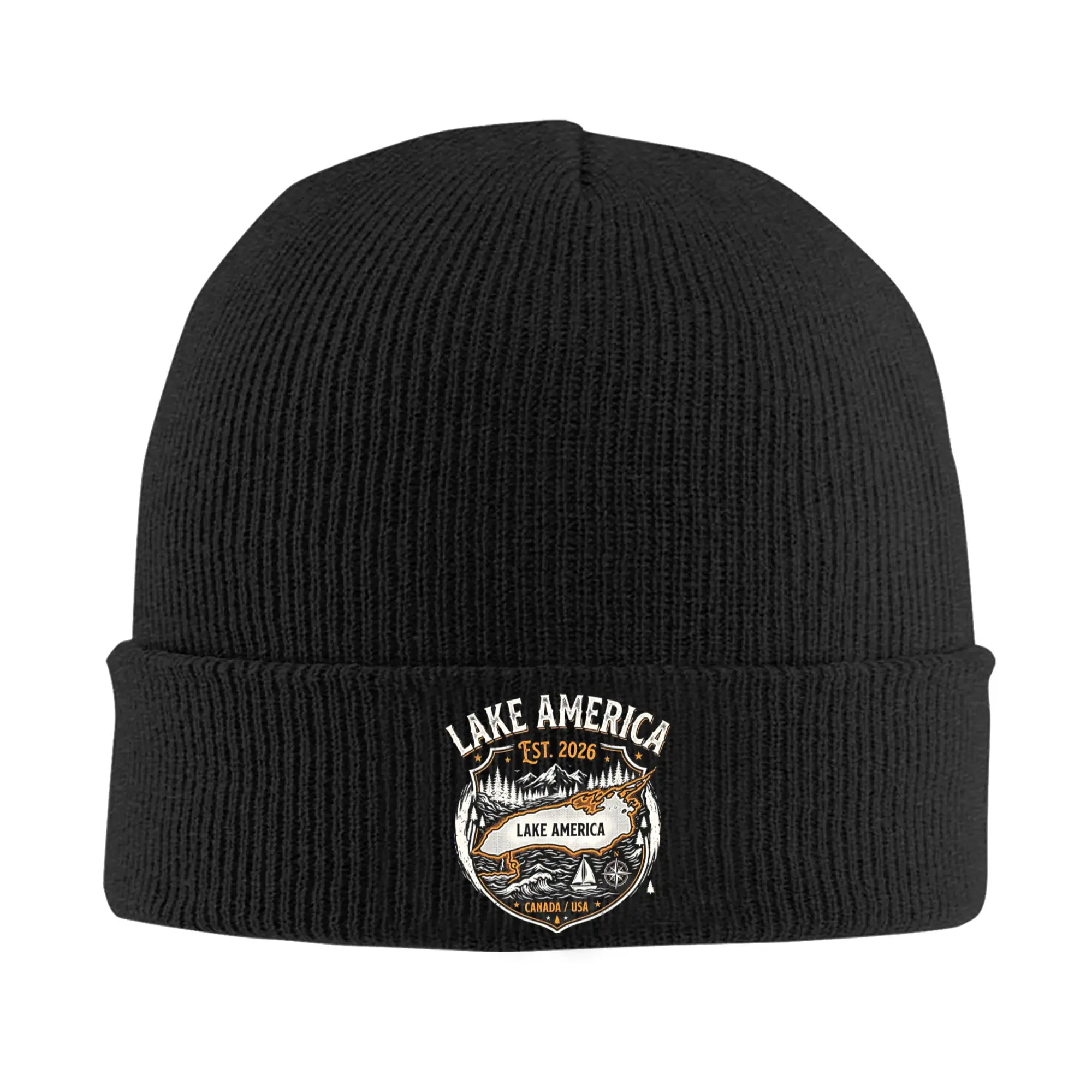 Lake America Funny Ontario USA Canada Pro Graphic Knit Hat Beanies Autumn Winter Hats Warm Acrylic  Color  Caps Men Women Gifts