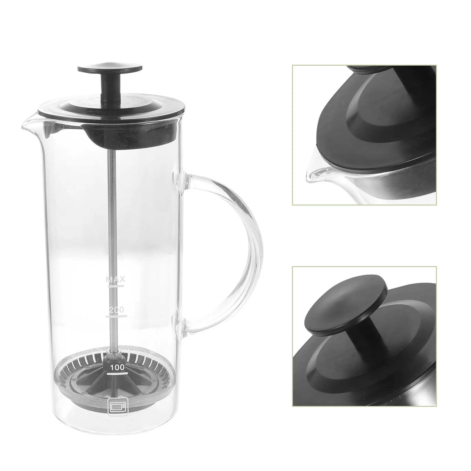 

Coffee Milk Bubbler Home Press Foaming Pot Office Simple Black Manual Coffeepot