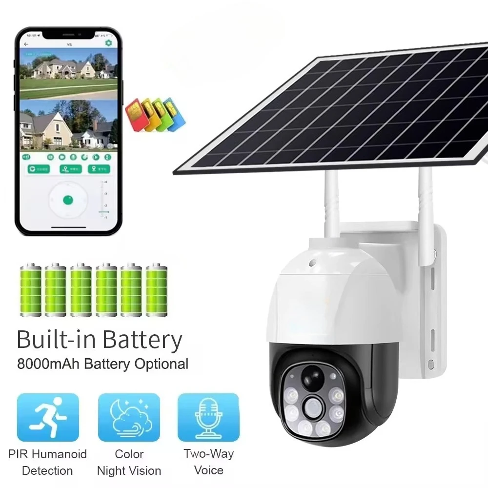 

V380PRO Solar Power Build-in Battery Camera Weatherproof 4G 5MP PTZ Network Solar Camera Security IP CCTV Camera