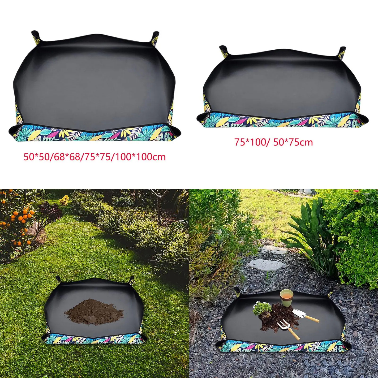Portable Potting Pad with Metal Buttons for House Plant Gardener Waterproof Transplanting Tray Foldable Oxford Cloth Indoor