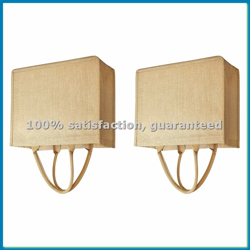 

Burlap Tote Bags Reusable Cotton Shopping Grocery Bag with Handles, Laminated Interior, Bridesmaid Tote Bags-A79M