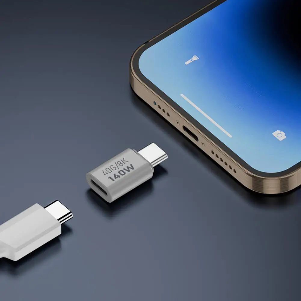 140W 40Gbps 90° USB-C OTG Adapter - Fast Charging & USB3.1 Data Transfer for iPhone 15/161/17, 