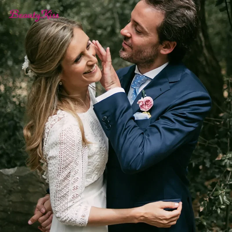 3/4 كم فستان الزفاف الشيفون للعرائس 2026 الدانتيل عارية الذراعين بوهو أنيقة زي العرائس البوهيمي رداء حفلات الزفاف