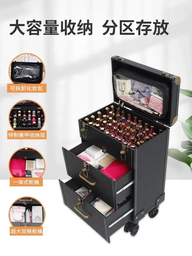 Nail art box, embroidery toolbox, eyebrow tattoo artist, special trolley, high-end large professional makeup box Hot sales