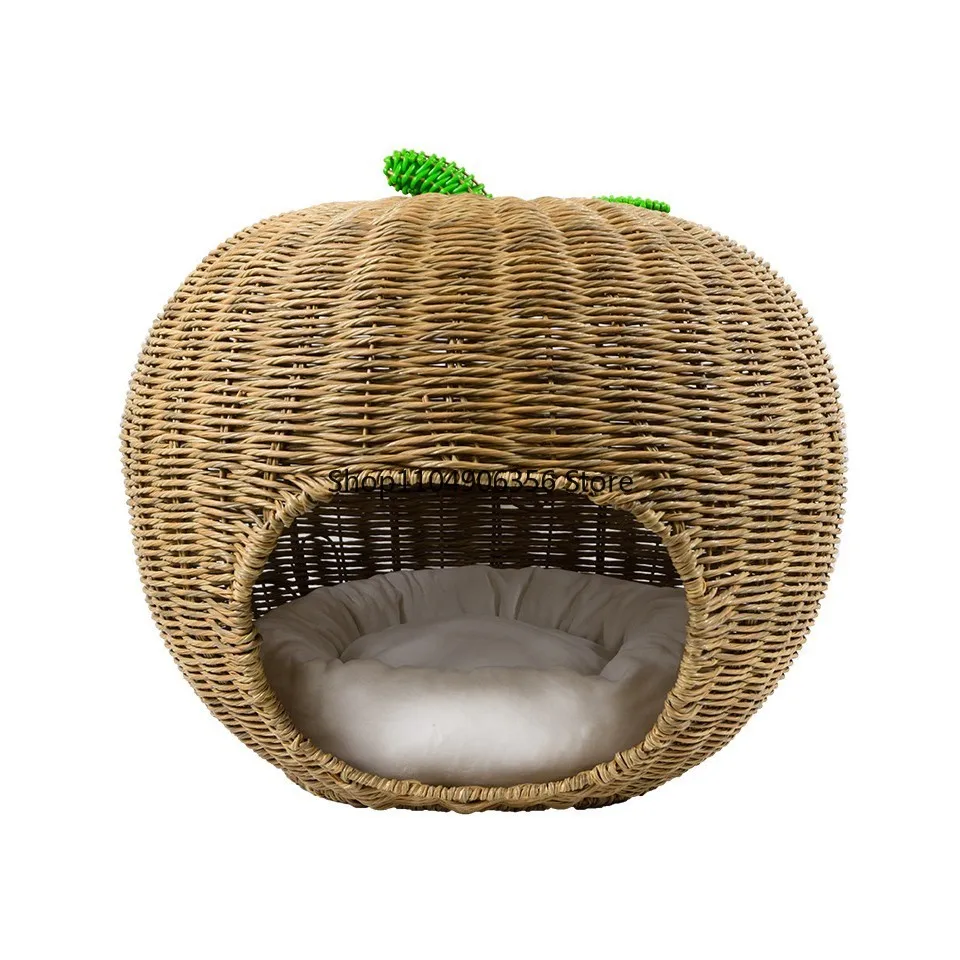 

room house removable box cover Rattan hand-woven round cat litter living