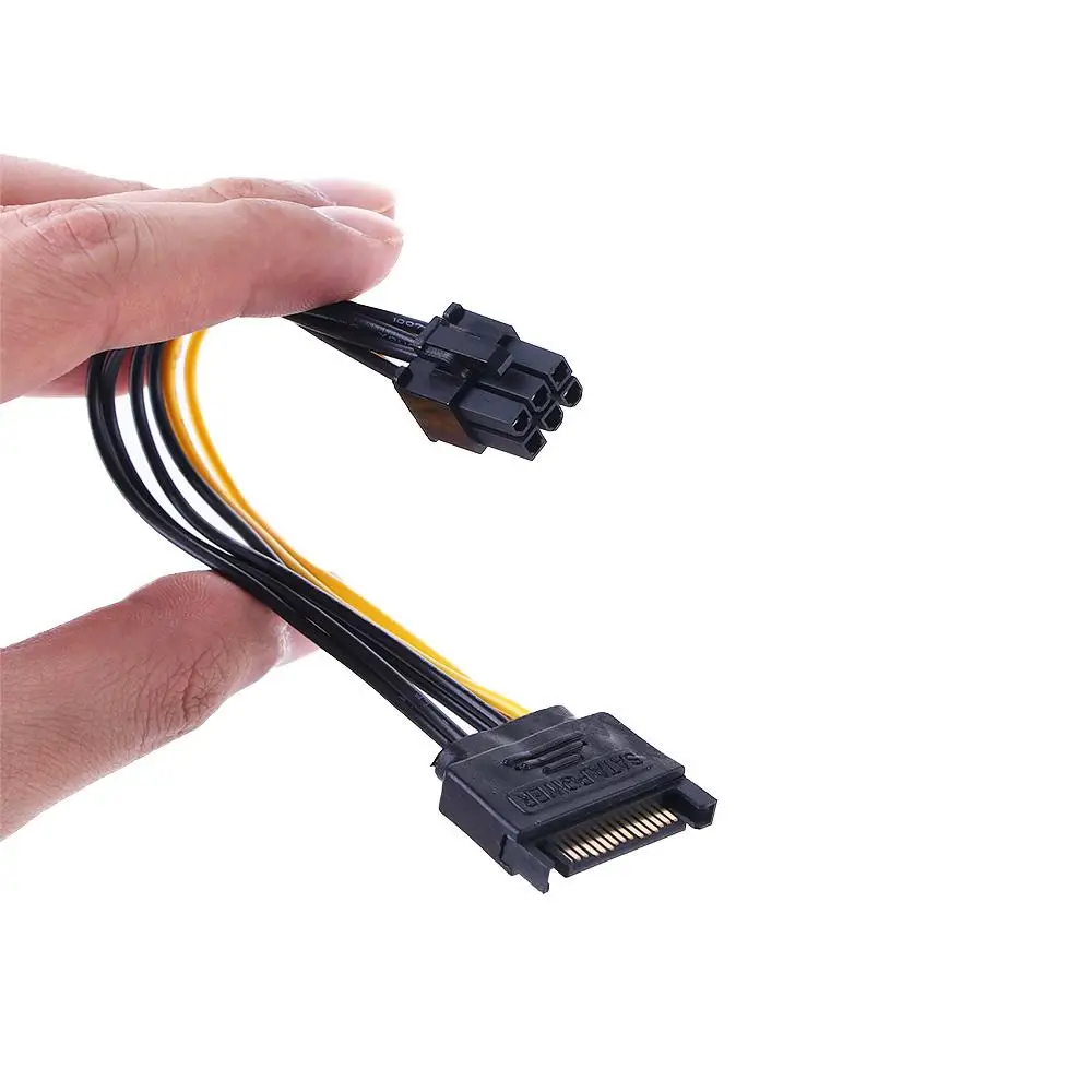 to Female 15 Pin SATA To 6 Pin PCI Express Graphics Power Cord SATA Adapter Cable Video Card Power Cable SATA Power Cable