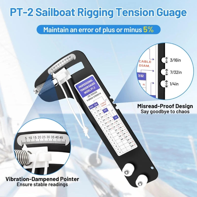 User Friendly PT 2 Sailboats Rigging Tension Meter High Accuracy Cable Tension Gauge For Marine Industrial Applications