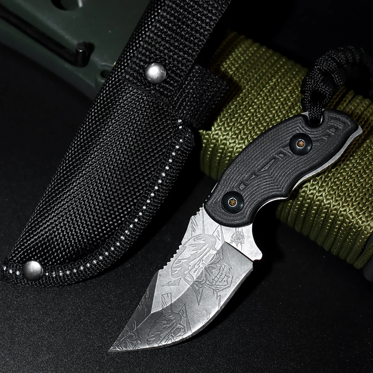 Cuchillo de bolsillo de acero inoxidable de primera calidad: multiherramienta EDC para hombre (mango G10 + funda). Perfecto para acampar, caminar, explorar, pescar, cazar, bricolaje y uso diario. Gran regalo para hombres: ideal para San Valentín y Día del Padre.