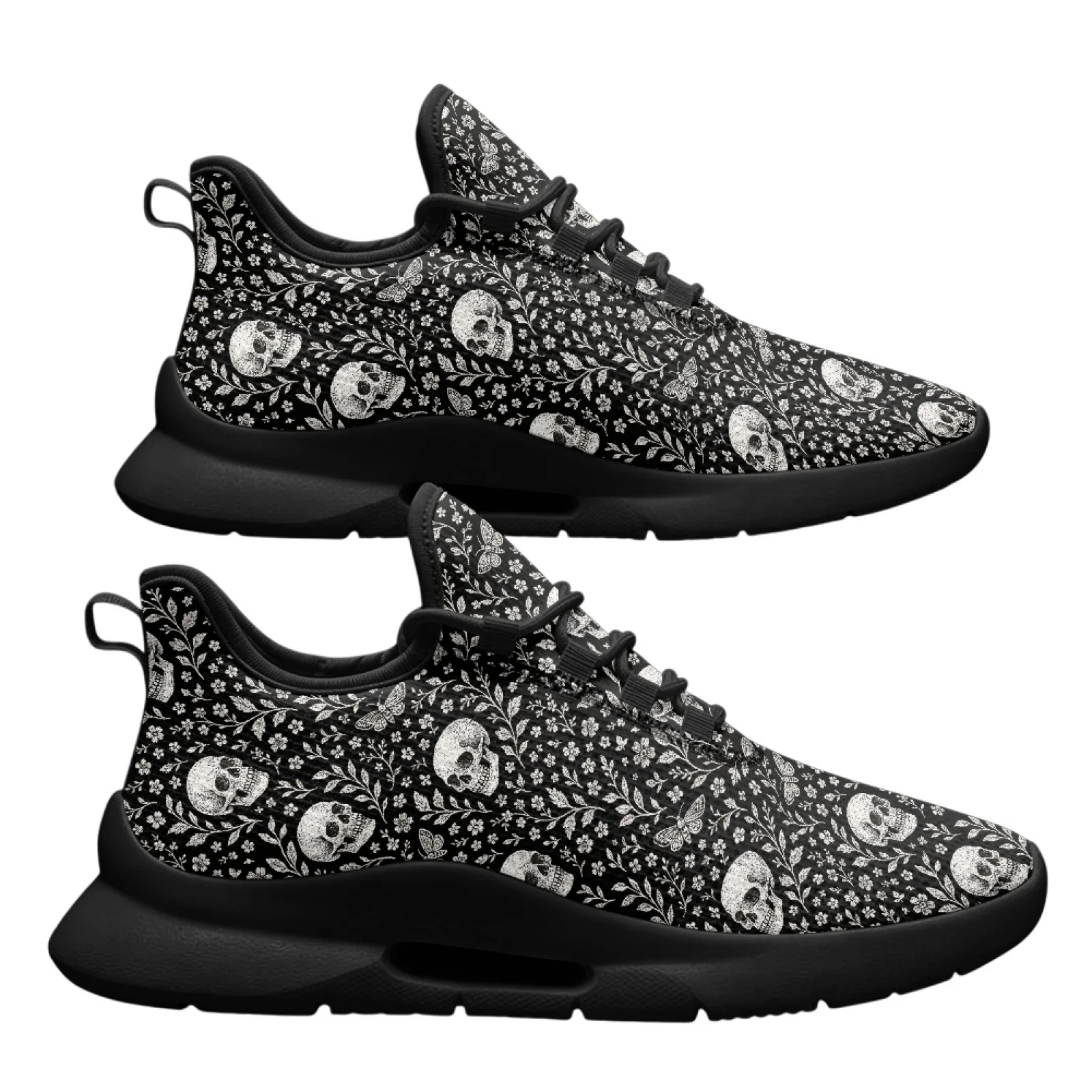 PENSTROLL Casual Mens Sneakers Formal Breathable Men's Street Skate Shoes for Business Adult Skull Flowers