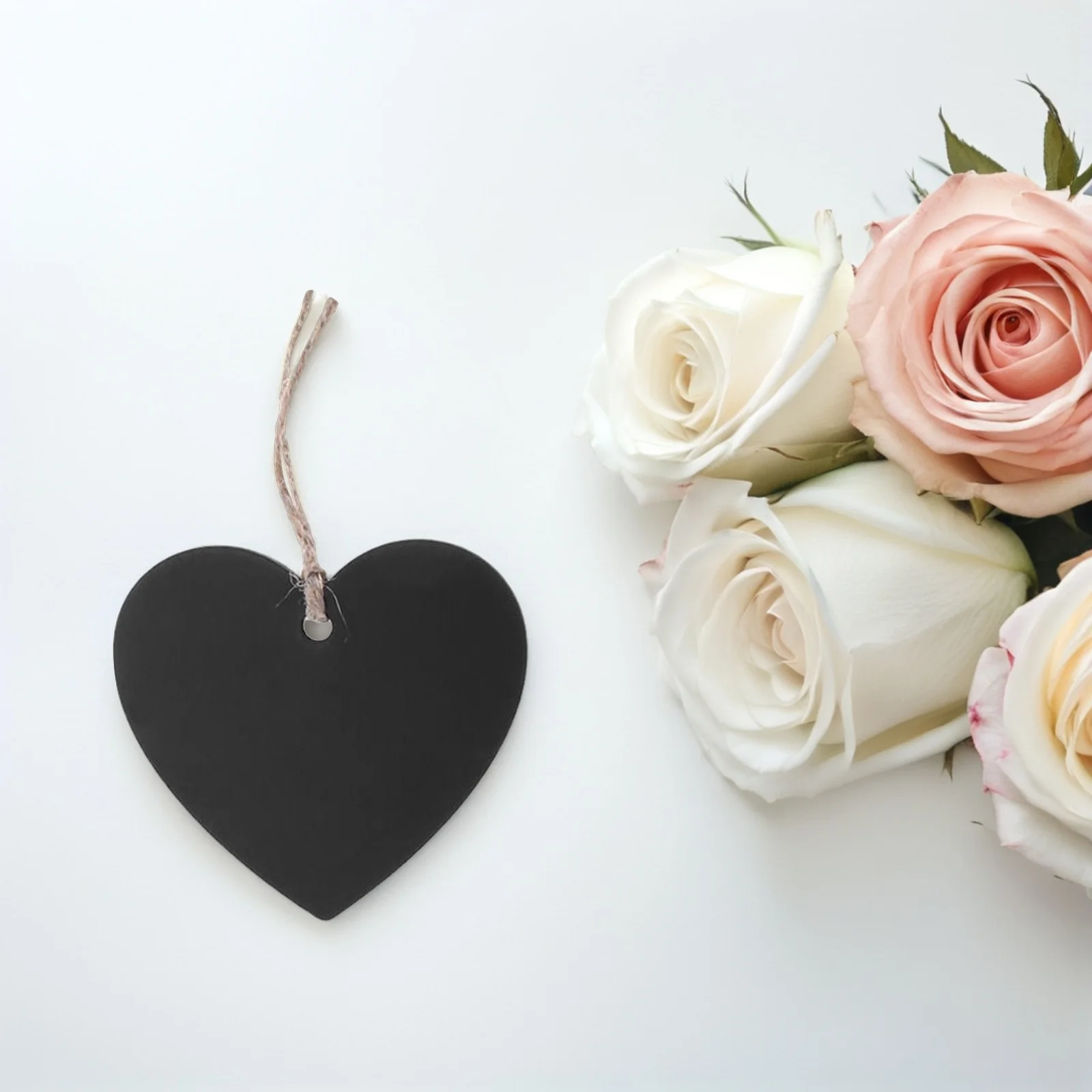 

15 Pcs Mini Heart Shaped Blackboard Chalk Sign Decorative Hanging Chalkboard Labels Lanyard Calendar for Wall with Wood