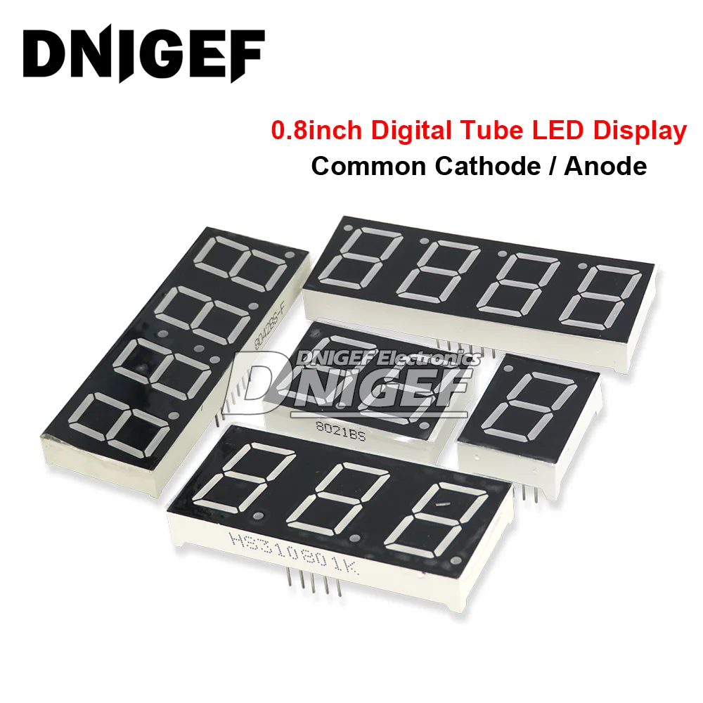 2PCS 0.8inch LED Display 1 bit 2 Bit 3 Bit 4 Bit 7 Segment Digit Tube Red Common Cathode / Anode Digital 0.8 Inch Led