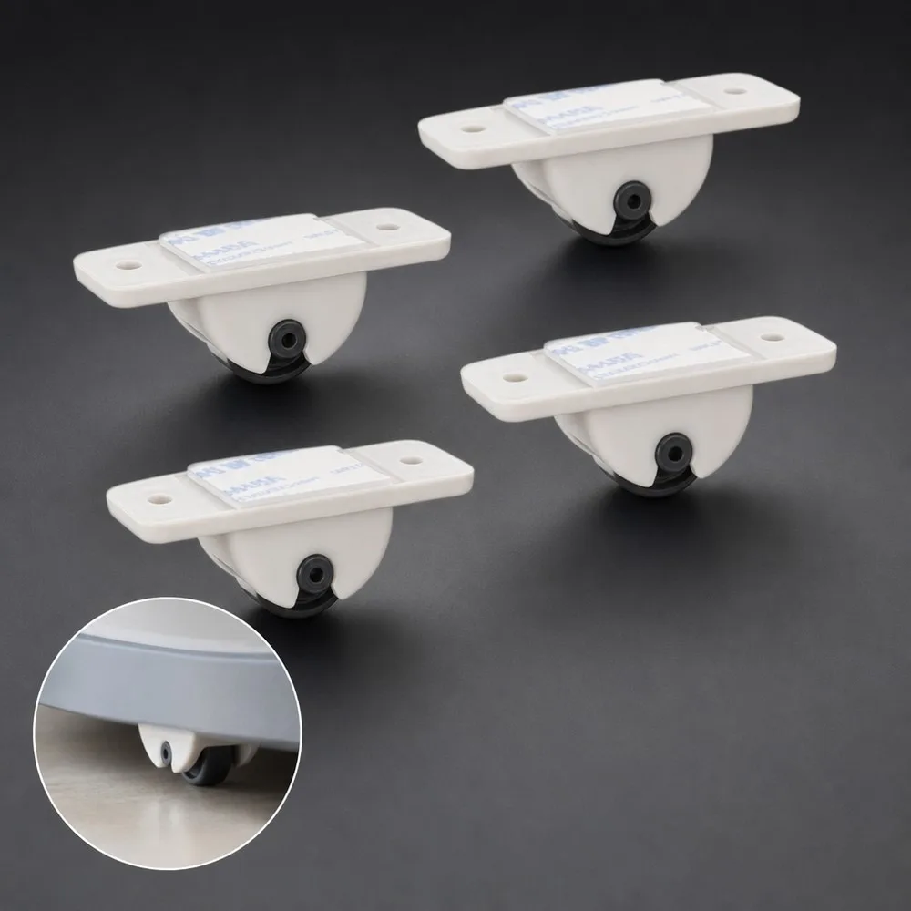 4pcs Small Furniture Fixed Caster Wheels Plastic One-Way Directional Wheel Hardware Accessories for Cabinet Drawer Storage
