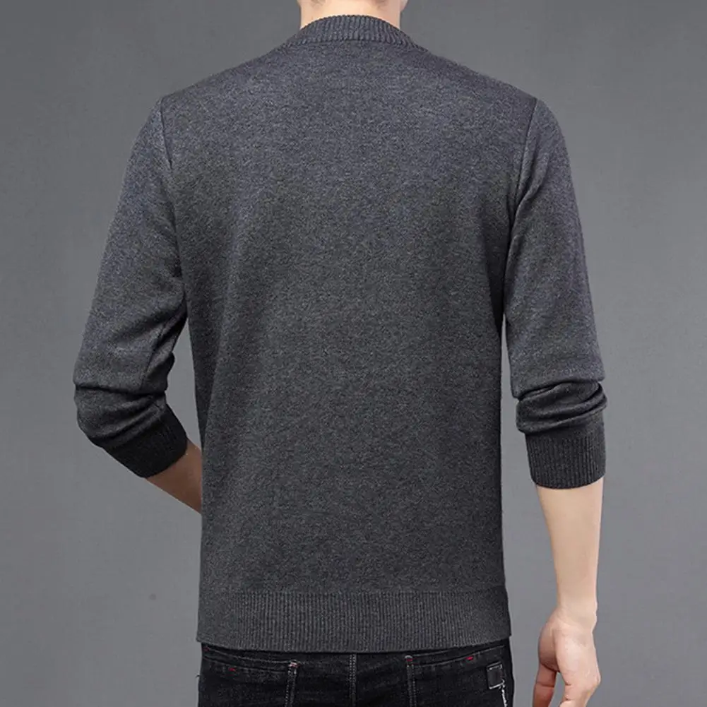 Men Pullover Sweater Zipper Neckline Super Soft Men Knitwear Stretch Sweater