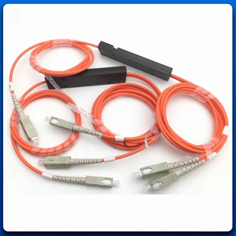 5Pcs 1x2 MM FBT Coupler,850nmOM1 OM2 50/50 90*20*10 ABS Box 3.0mm 1*2 Multimode Fiber Optical Splitter with SC/FC/ST/LC