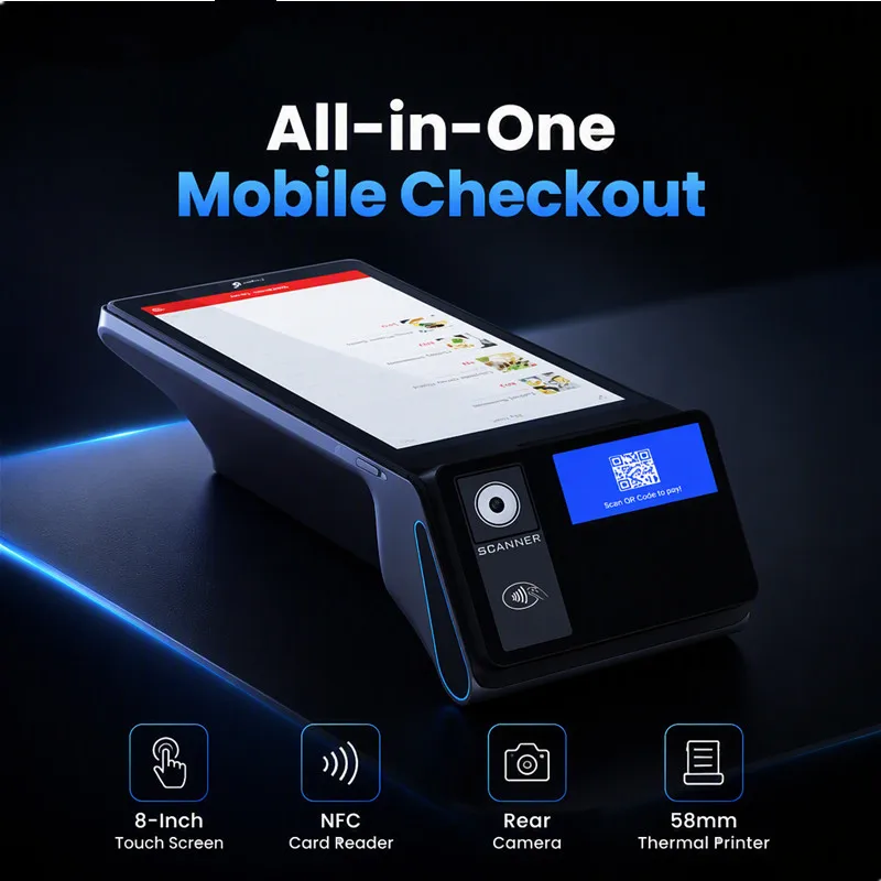 Android 13/14 Dual Screen POS Terminal Sales Point Mobile Payment Cash Register 4G WIFI NFC Camera Scanner 58/80 Thermal Printer