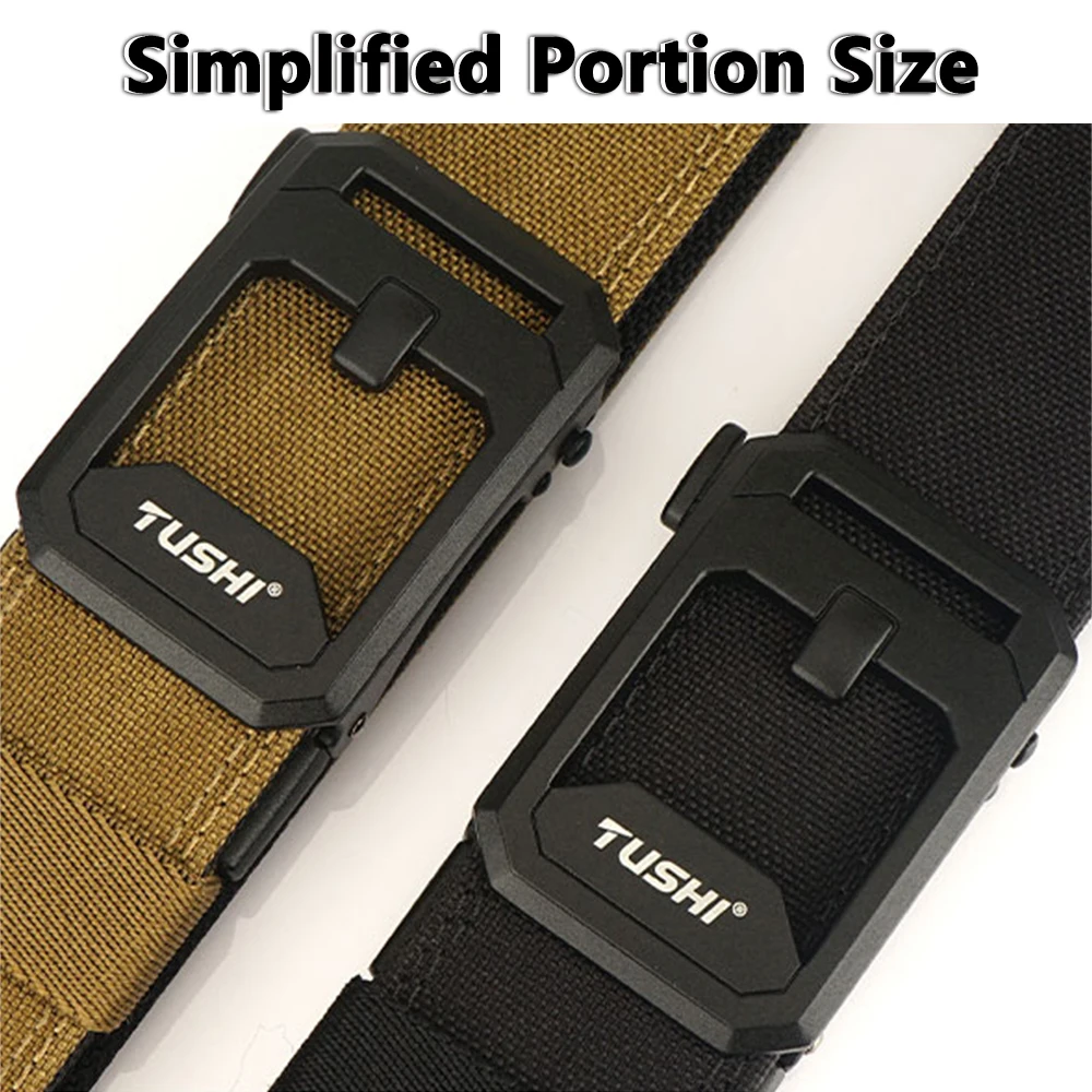 TUSHI Harter taktischer Gürtel für Herren, robustes Nylon-Metall, automatische Schnalle, Polizistuty, Militärgürtel, Outdoor-Gürtel, IPSC-Zubehör – Detail 4