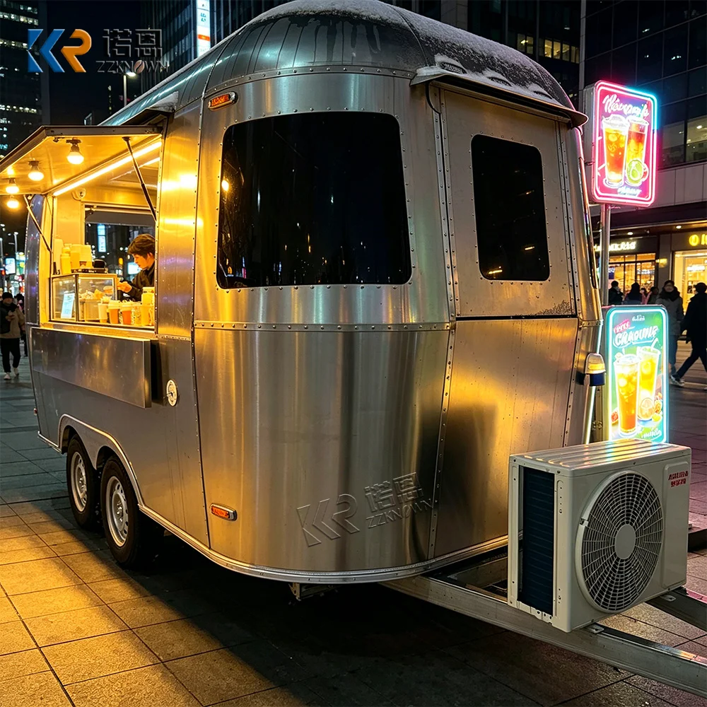 Mobile Catering Trailer Concession Ice Cream Food Trailer Street Ice Cream Coffee Food Truck with Fully Equipped Kitchen
