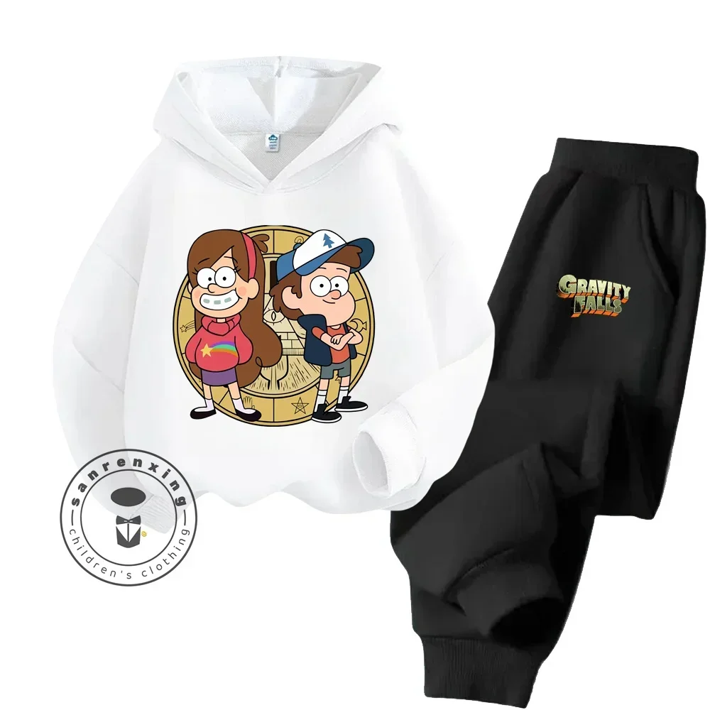 2024 Gravity Falls American style Casual Soft Kawaii Fun Kids Sportswear Boys Hoodies 2 sets of boys and girls suit sportswear