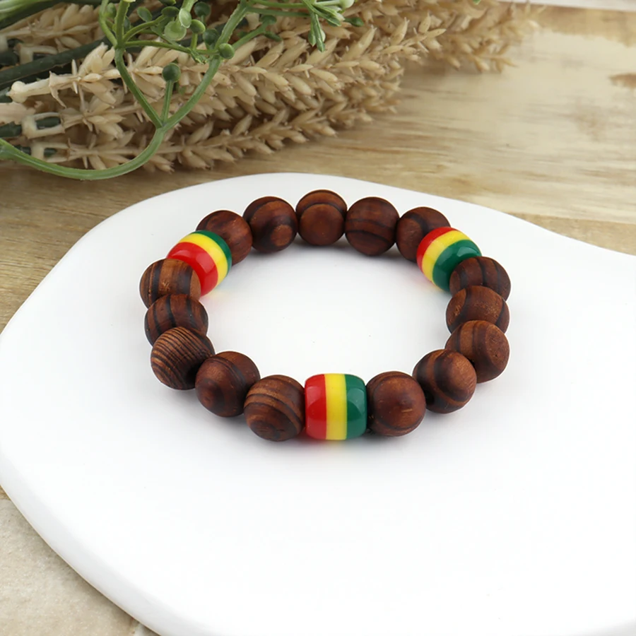 5pcs/lot Rasta wooden beaded bracelets can mixed colors