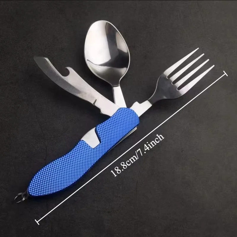 1 قطعة مجموعة أدوات المائدة التخييم قابلة للطي متعددة الوظائف المحمولة والانفصال مناسبة للرياضة في الهواء الطلق التخييم نزهة السفر