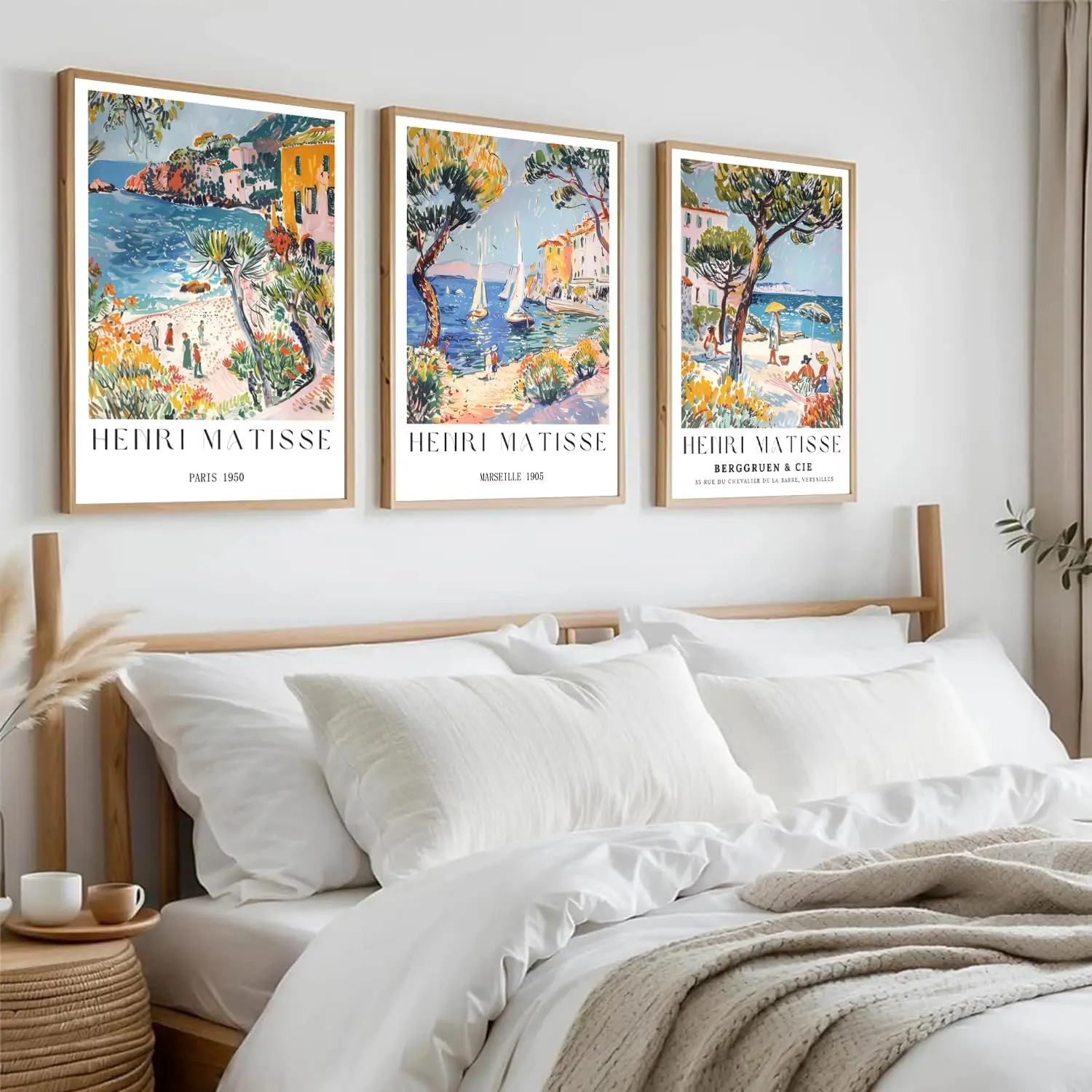 3 Pieces/Set of Vintage Beach Travel Wall Art Collection 3 Henri Matisse European Italian Canvas